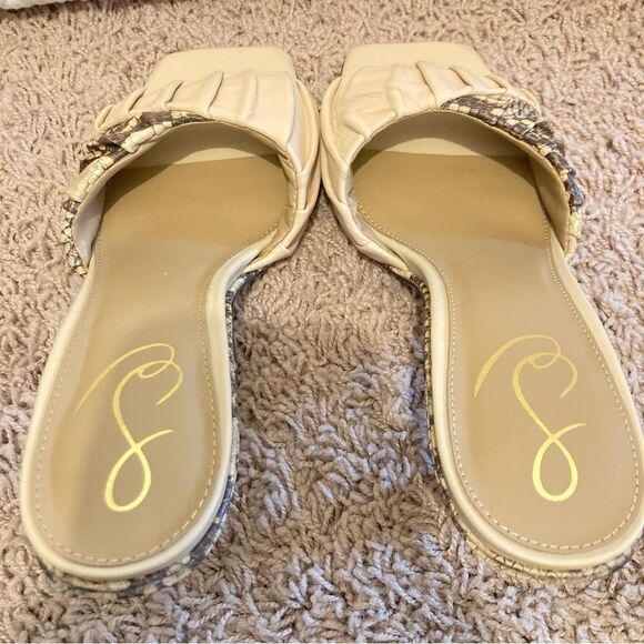 Sam Edelman Kittie Heeled Slide Sandals NEUTRAL MOTIF Womens 7.5 Snake Skin Heel - Picture 4 of 12